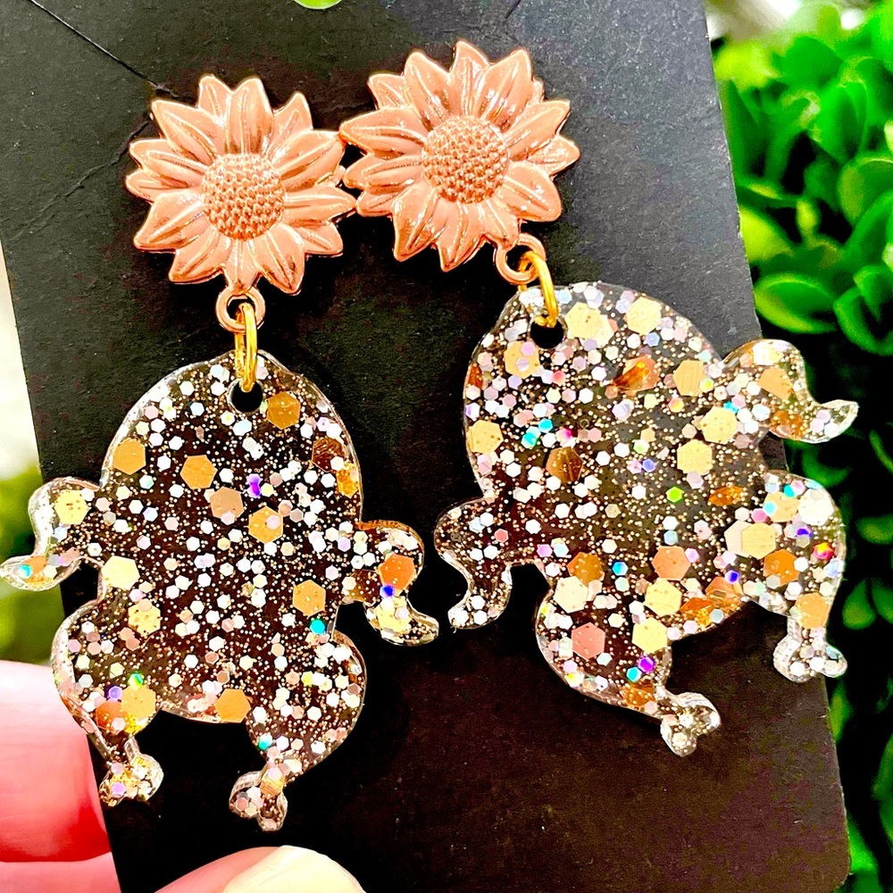 Acrylic Floral Turkey Earrings